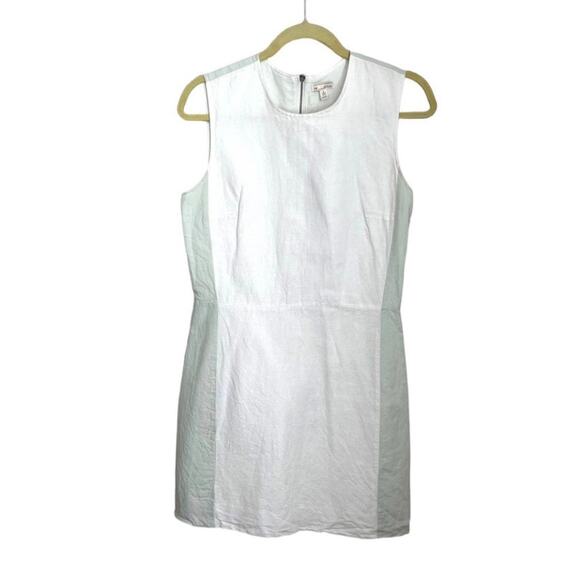 Gap Colorblock Linen Blend Tank Shift Dress White & Mint Size 4 - Picture 1 of 7